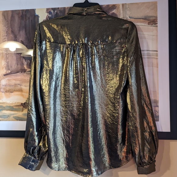 Express Gold Metallic blouse S new - Picture 13 of 16